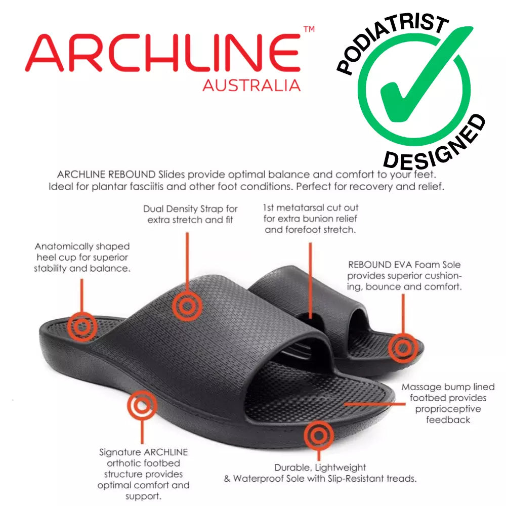 Archline Rebound Orthotic Slides - Black