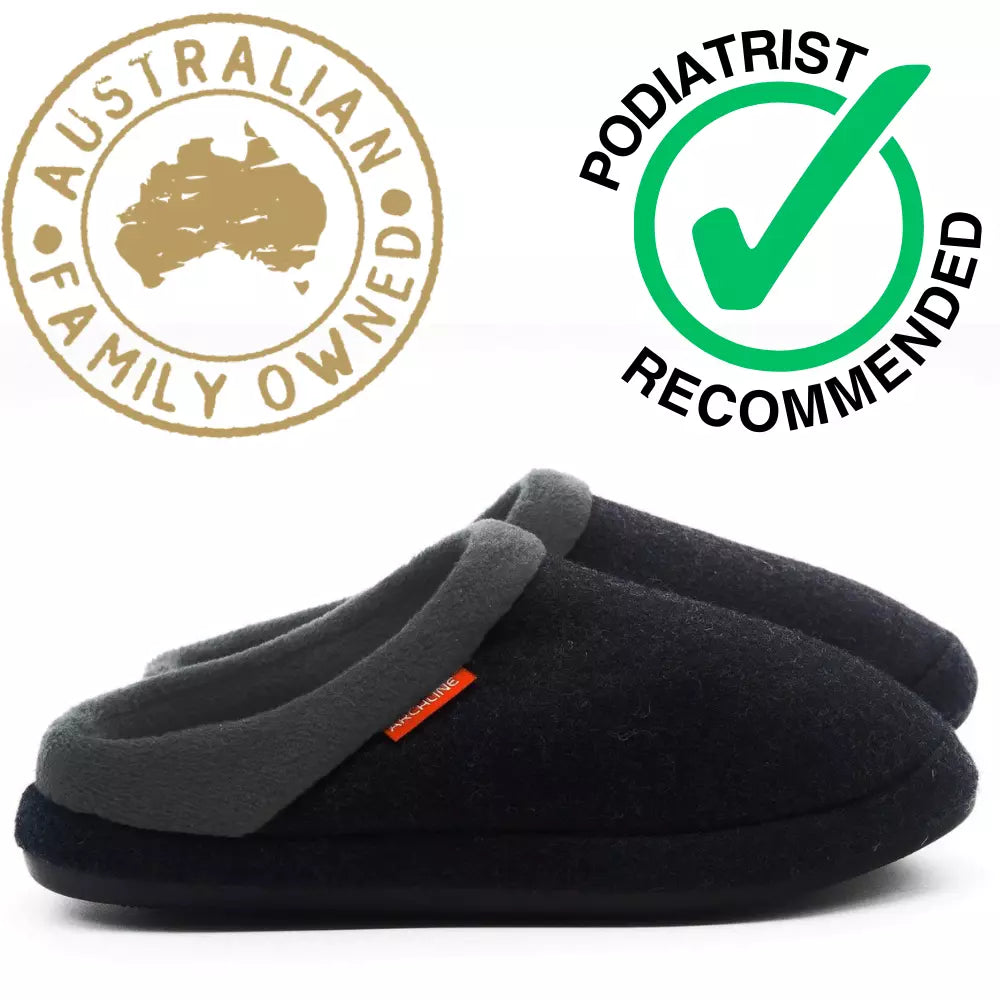 Archline Orthotic Slippers - Slip On Scuffs Charcoal