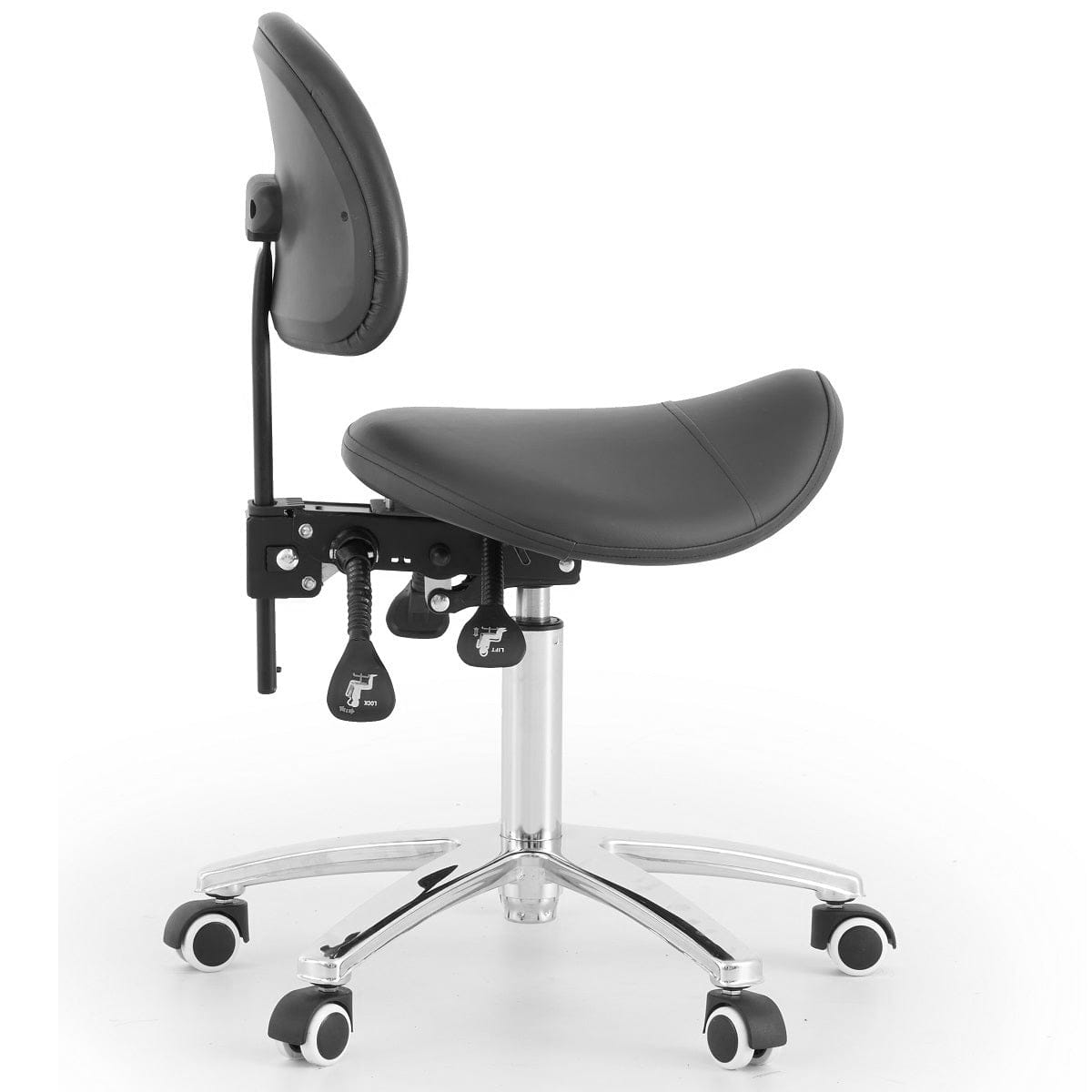 Saddle Stool With Backrest - Black