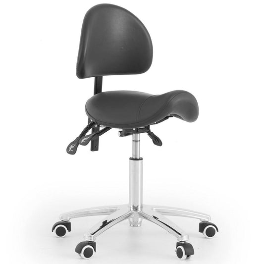 Saddle Stool With Backrest - Black