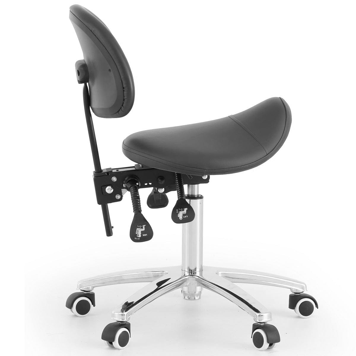 Saddle Stool With Backrest - Black