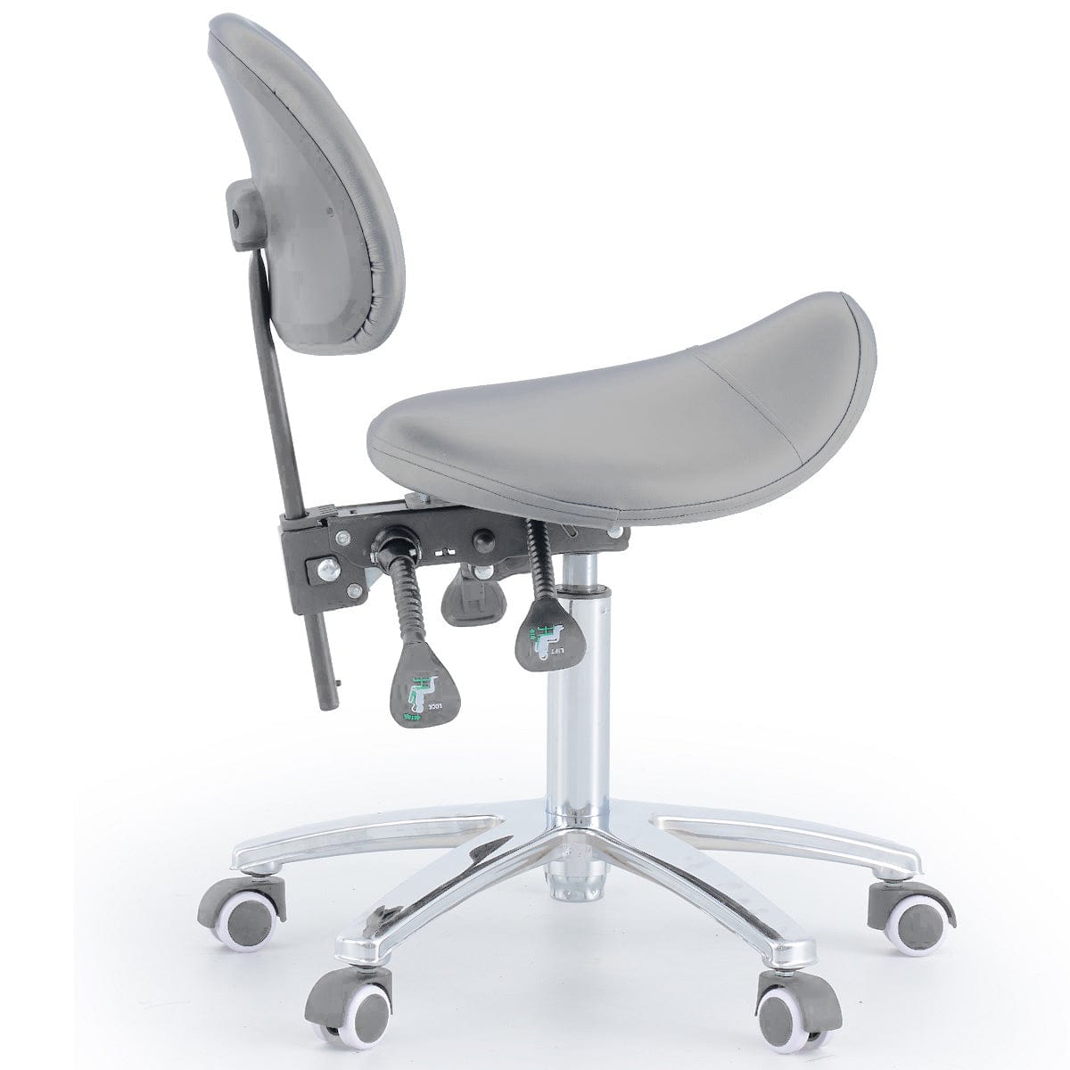 Saddle Stool With Backrest - Grey