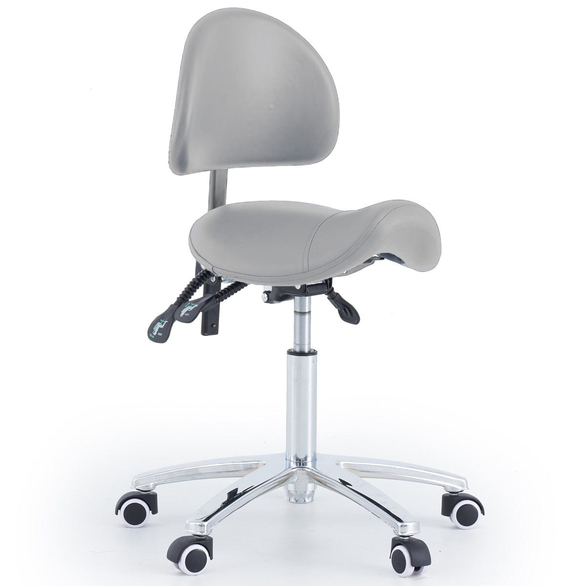 Saddle Stool With Backrest - Grey