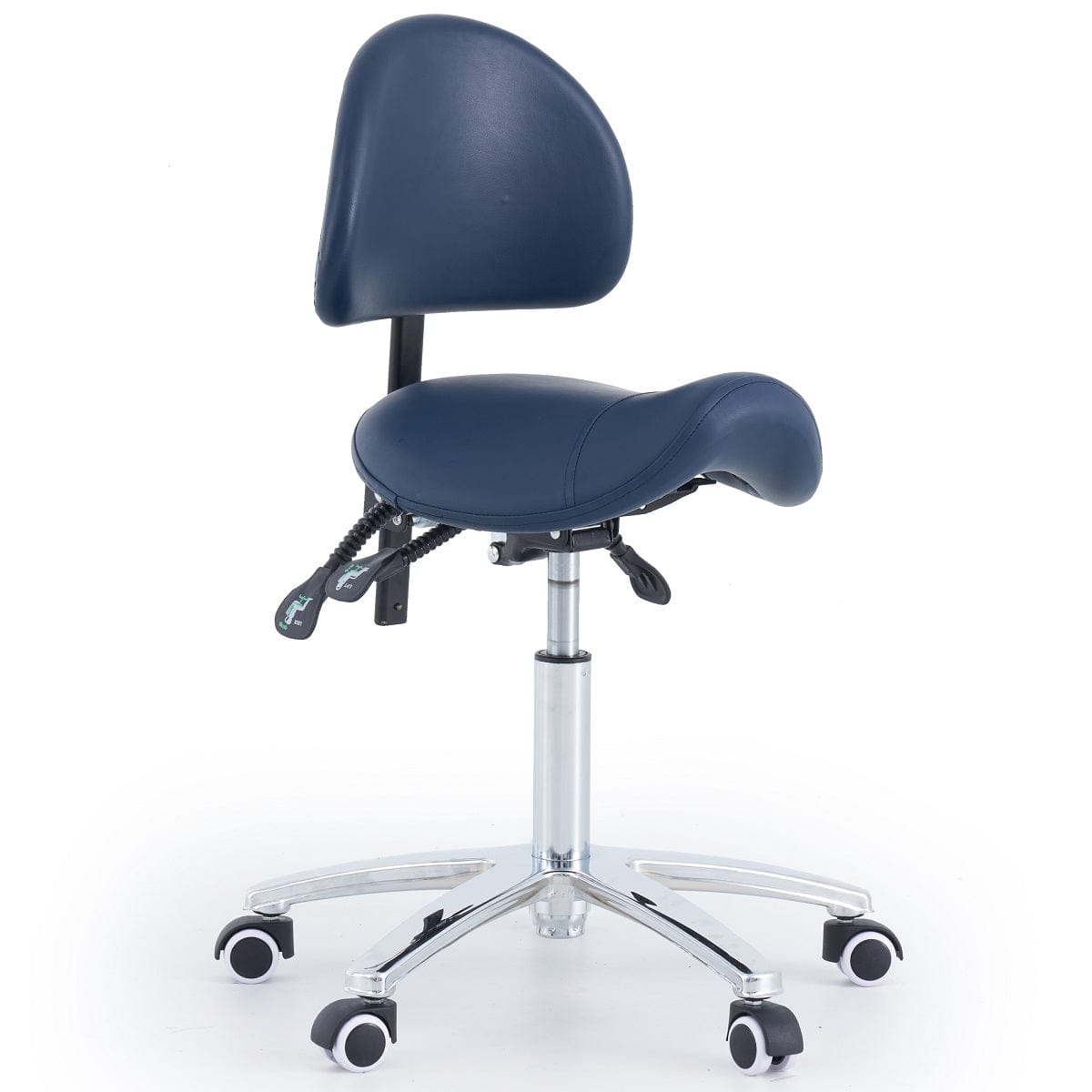 Saddle Stool With Backrest - Navy Blue