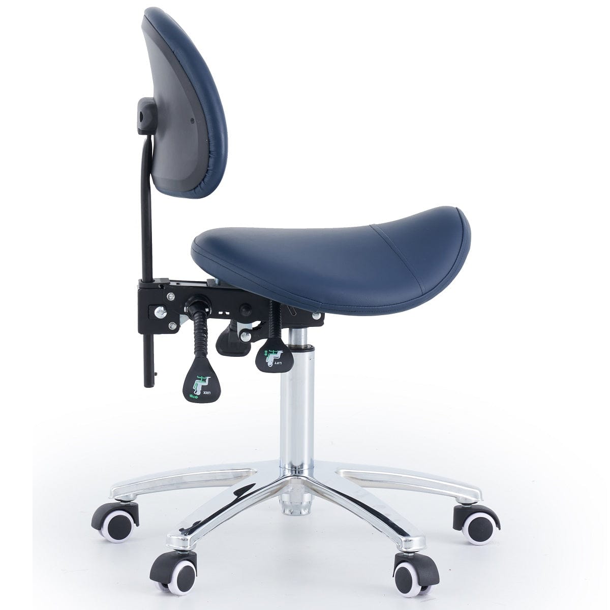 Saddle Stool With Backrest - Navy Blue
