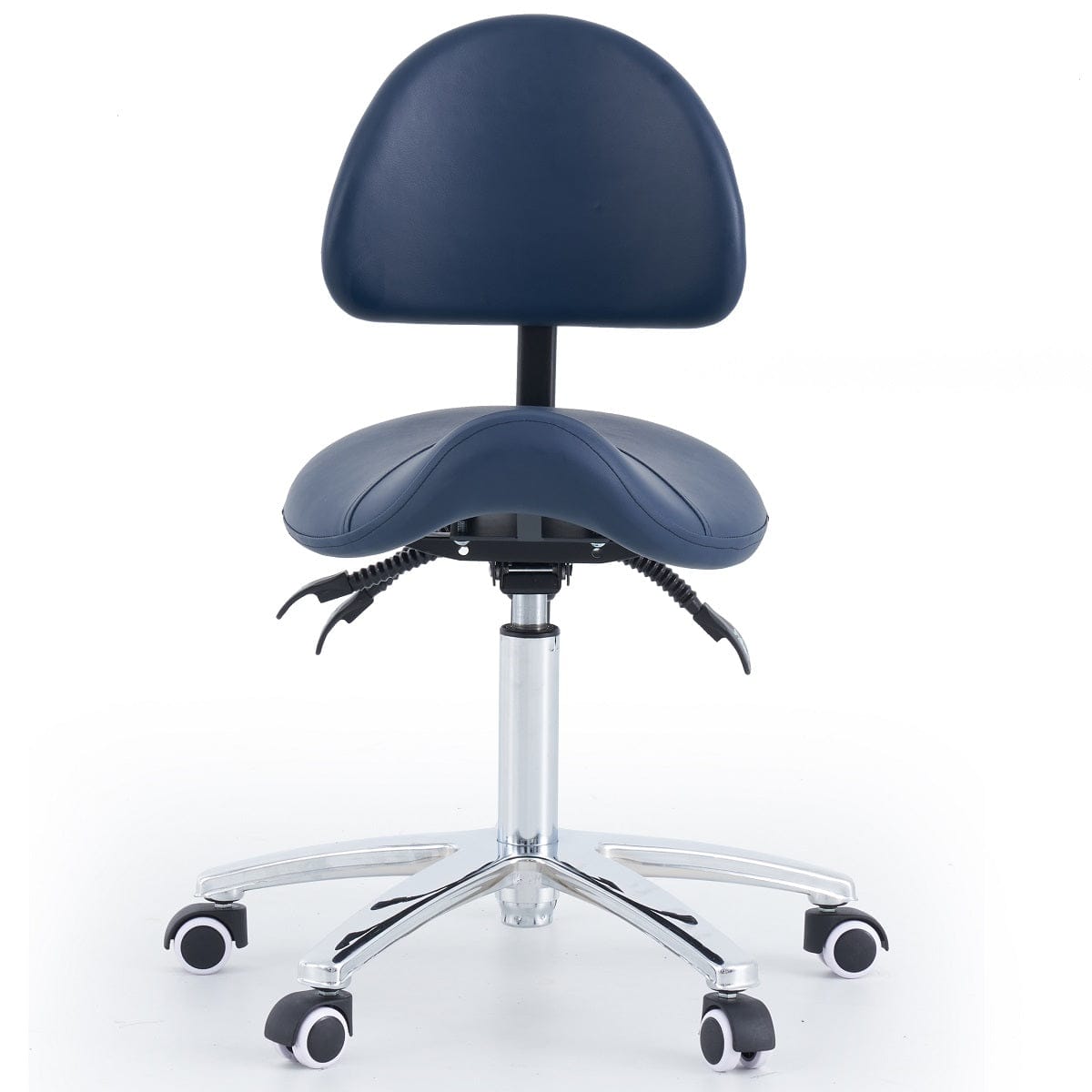 Saddle Stool With Backrest - Navy Blue
