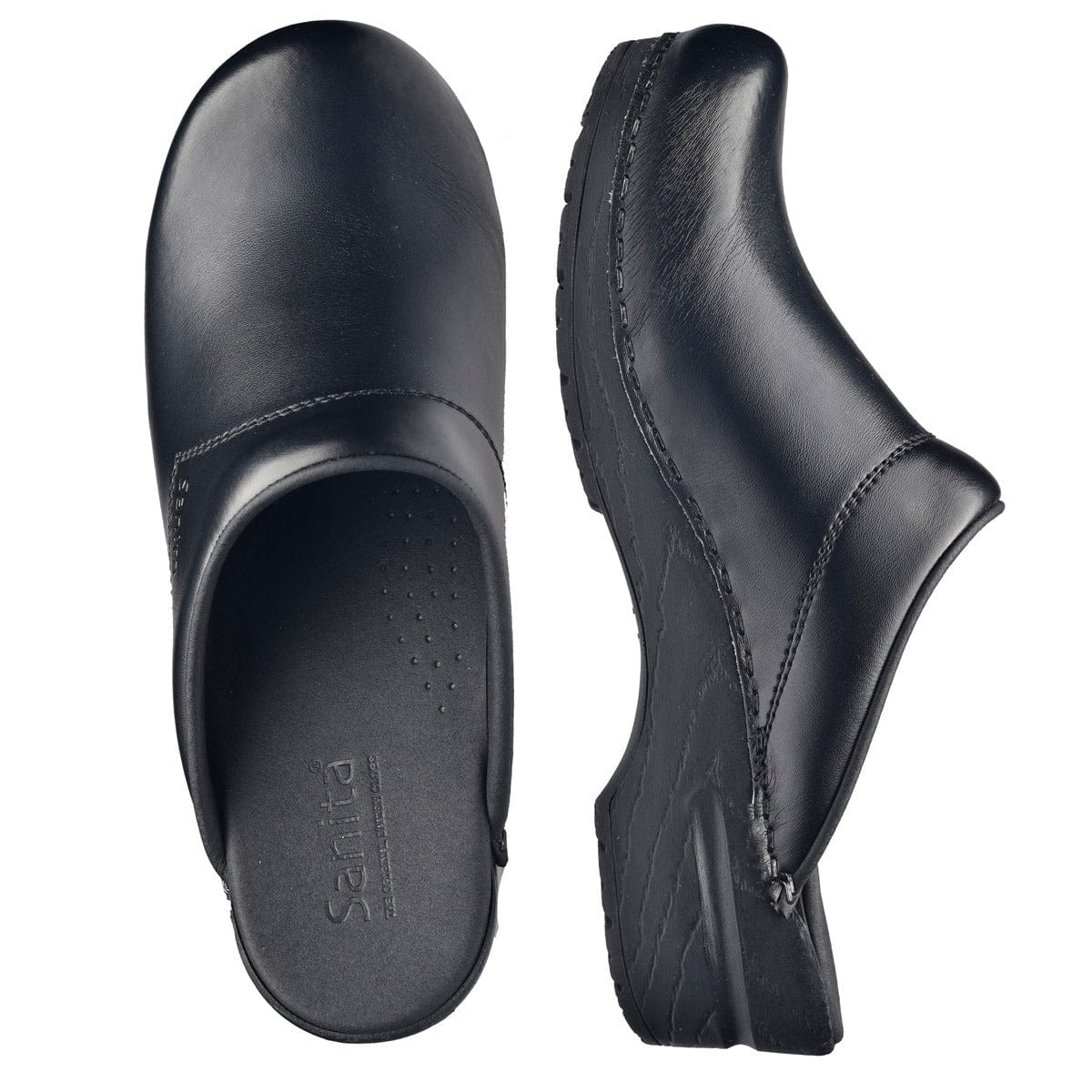 Sanita Footwear Clogs 41 Sanita San Flex Clog Open Heel Strap Black Size