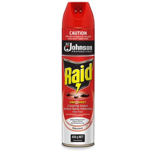 Raid Cleaning & Washroom Supplies Carton of 12 SC Johnson Raid One Shot Crawling Insect Surface Spray 450g