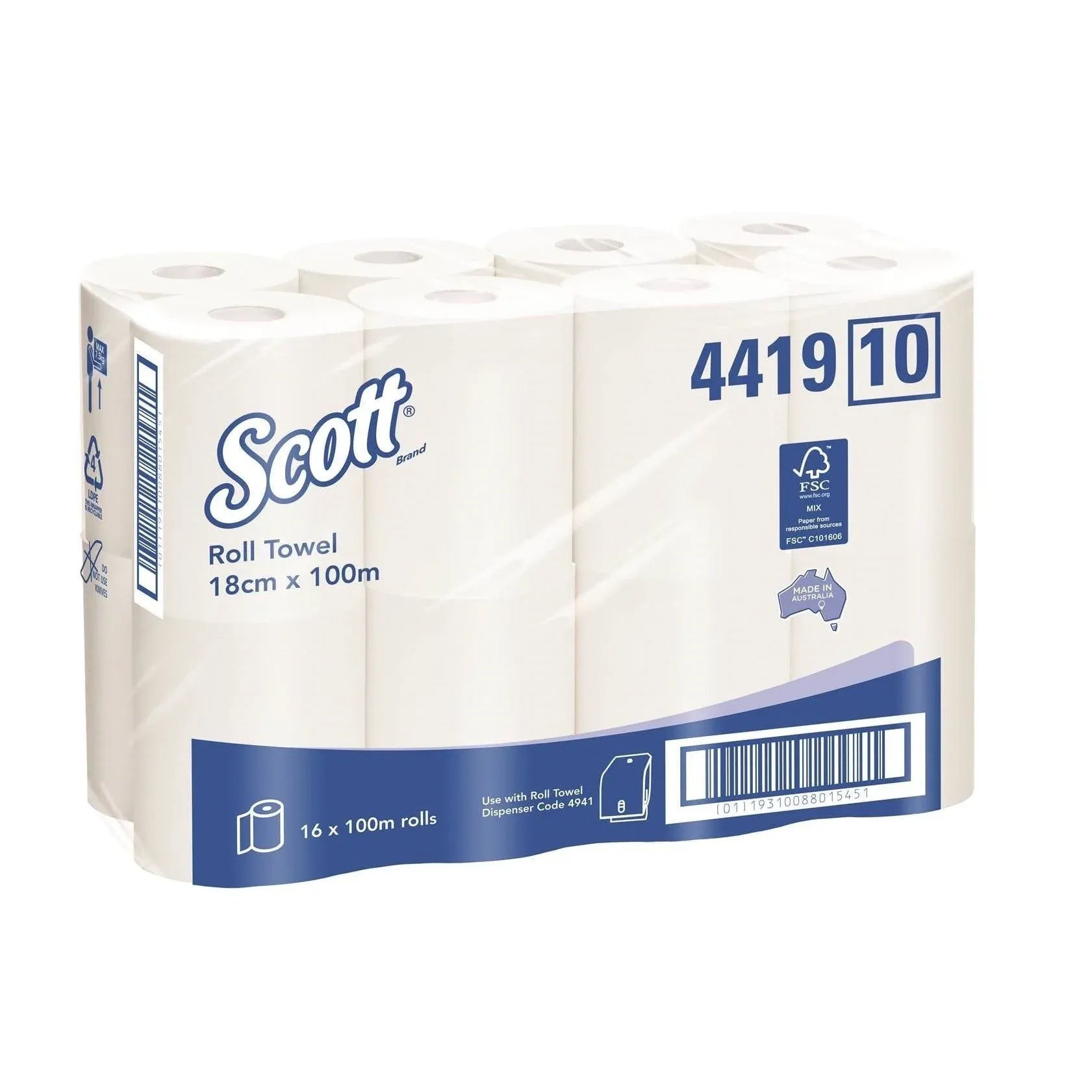 Scott Kitchen White Scott Hand Towel Roll White 18cmx100m