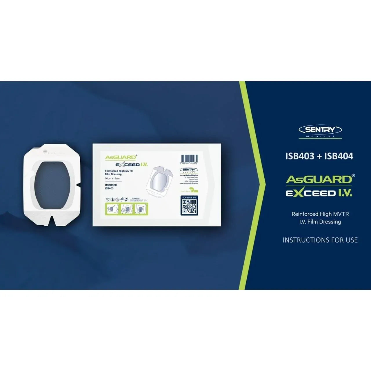 Sentry Sentry AsGUARD Exceed I.V Reinforced High MVTR Film dressing 10cm x 12cm