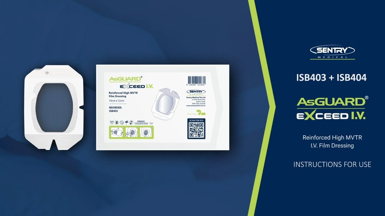 Sentry Sentry AsGUARD Exceed I.V Reinforced High MVTR Film dressing 10cm x 12cm