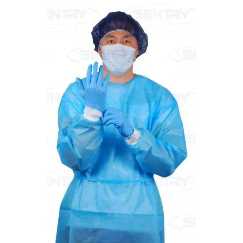 Sentry Owear Gown Imperv Soft Cuff Blue
