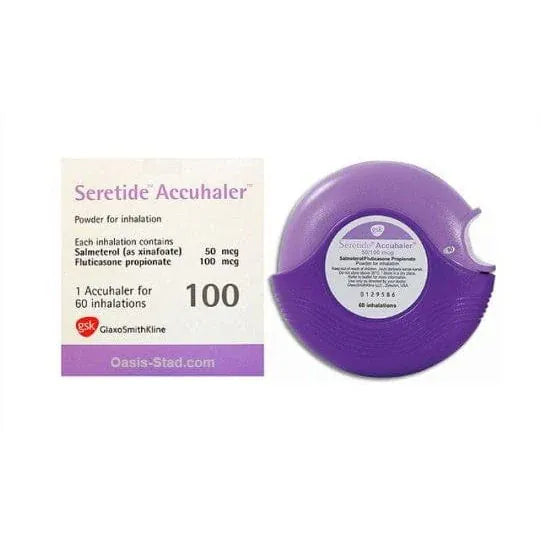 GSK Inhalers Seretide Accuhaler Inhaler - Fluticasone Propionate 100mcg, Salmeterol 50mcg
