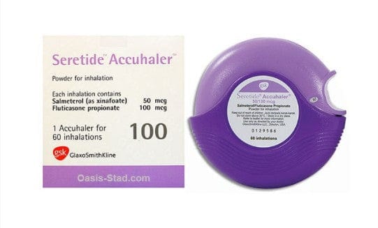GSK Inhalers Seretide Accuhaler Inhaler - Fluticasone Propionate 100mcg, Salmeterol 50mcg