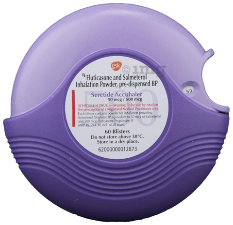 GSK Inhalers Seretide Accuhaler Inhaler With Fluticasone Propionate 500mcg And Salmeterol 50m