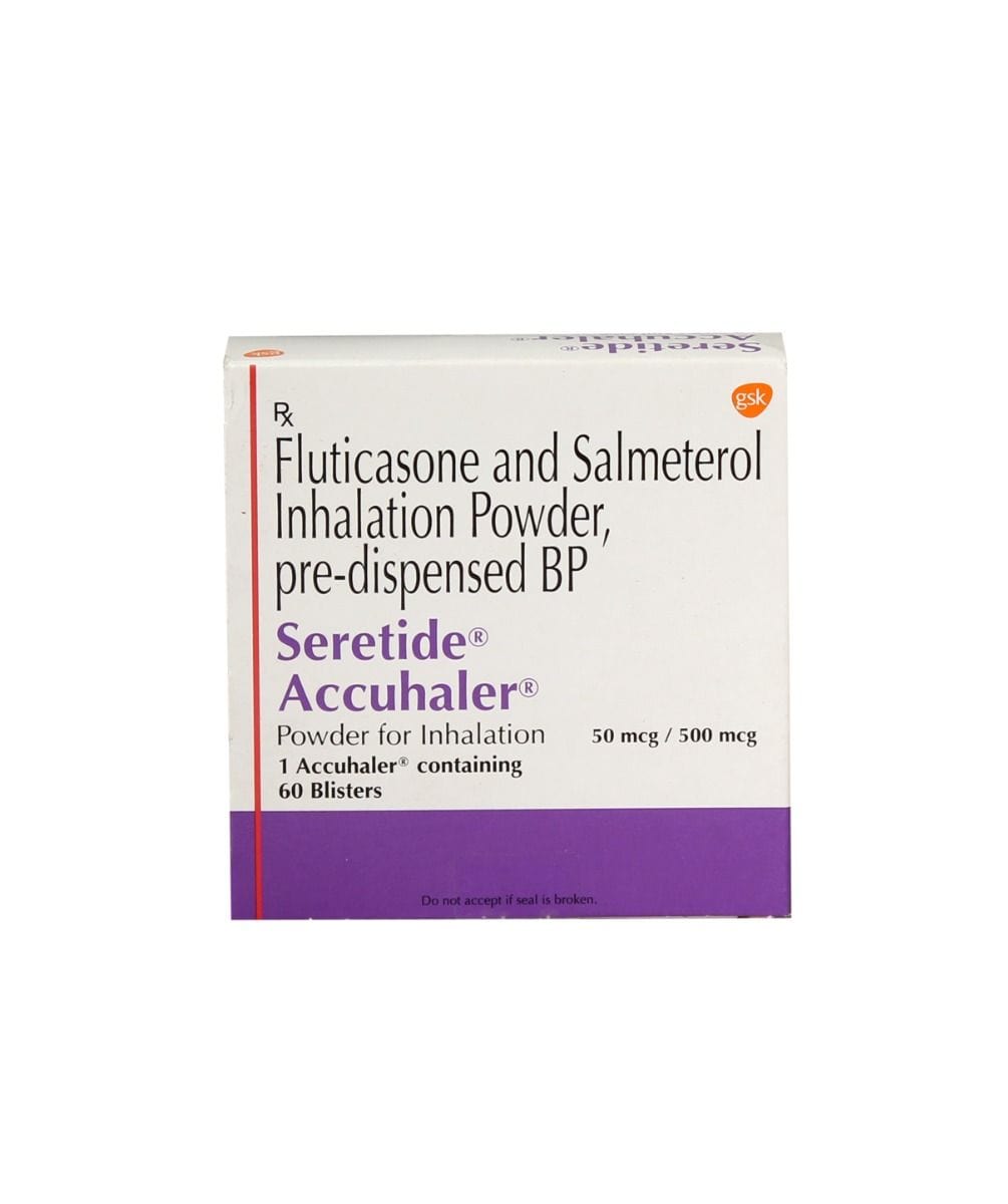 GSK Inhalers Seretide Accuhaler Inhaler With Fluticasone Propionate 500mcg And Salmeterol 50m