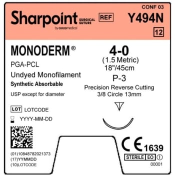 Sharpoint Monoderm Absorbable 4-0 13mm Precision RC 45cm P-3 Undyed