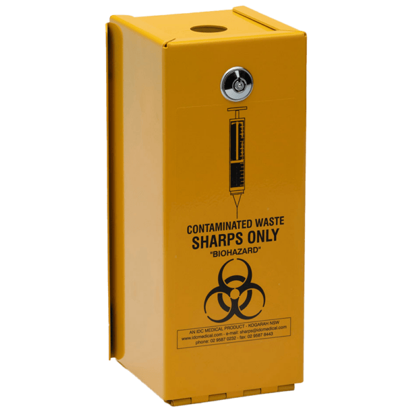 Sharps Container 1.4L – Steel Sharps Disposal Bin with 2 Inserts