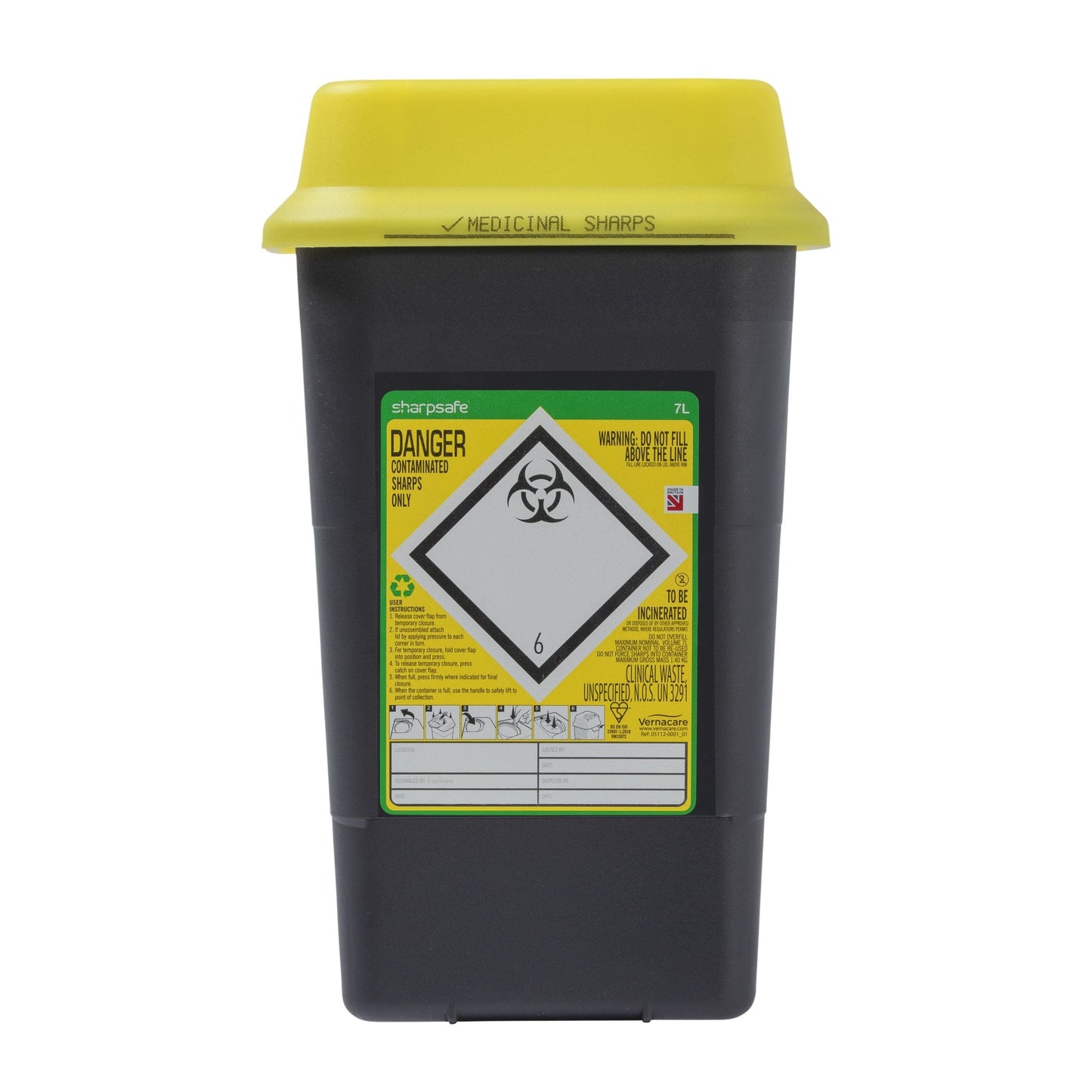 Sharpsafe 7 Litre Sharps Container with Dual Protect Pro