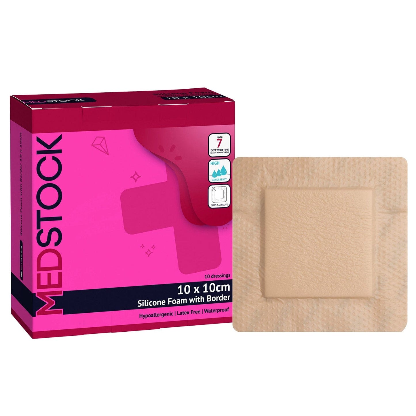 Silicone Foam Dressing with Border 10cm x 10cm