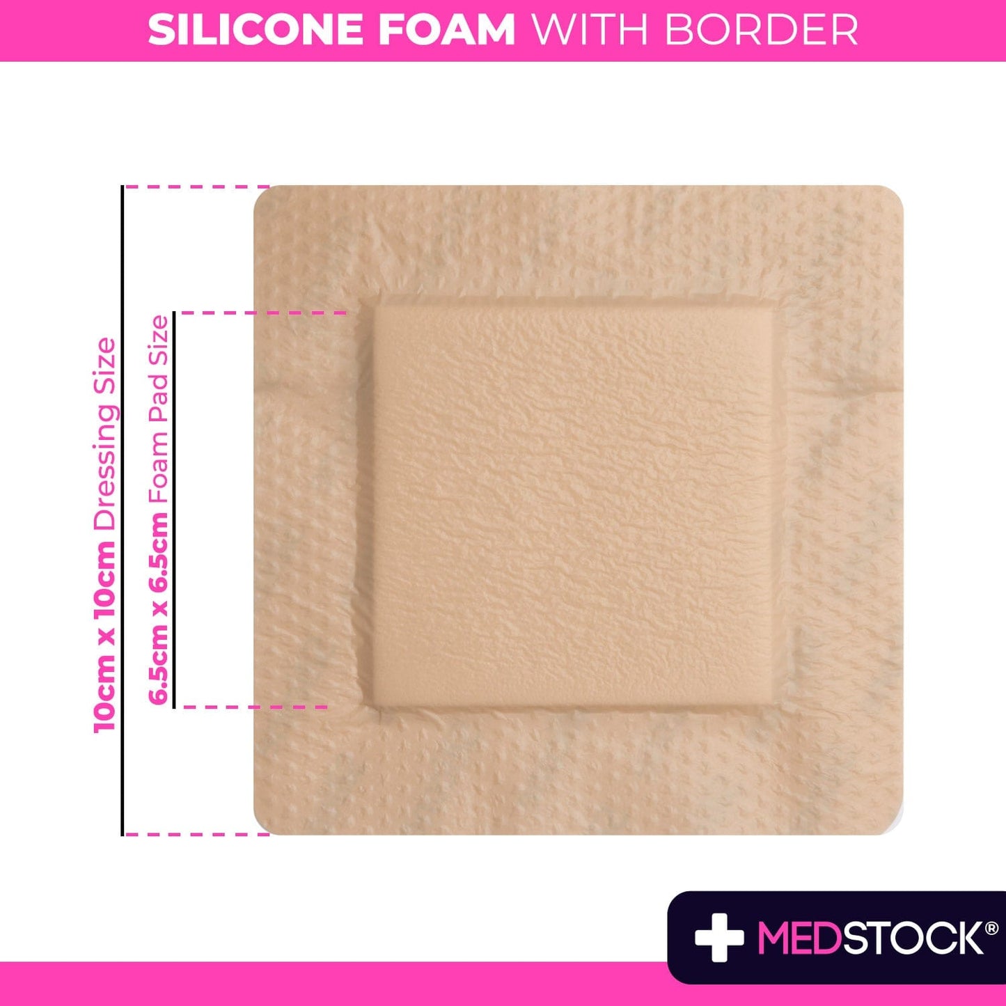 Silicone Foam Dressing with Border 10cm x 10cm