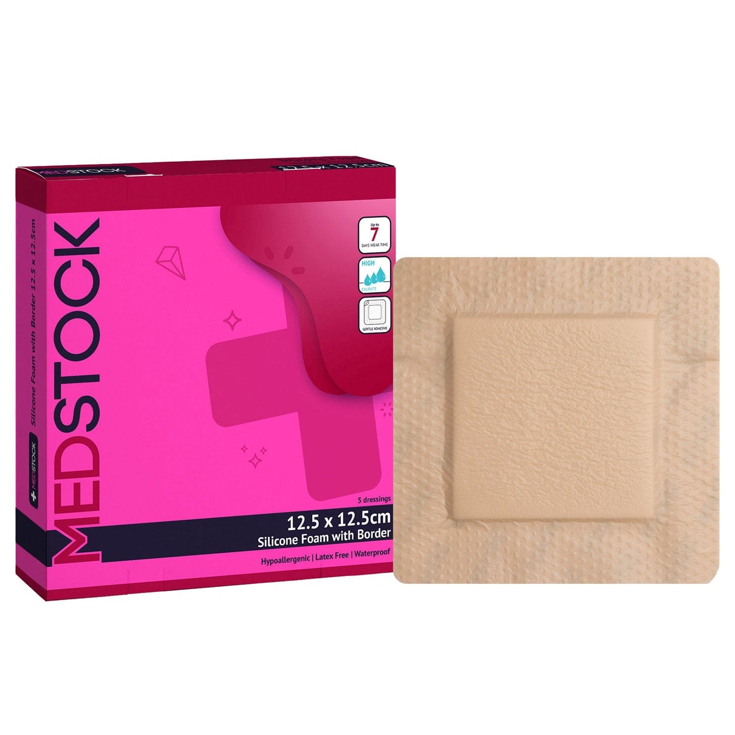 Silicone Foam Dressing with Border 12.5cm x 12.5cm