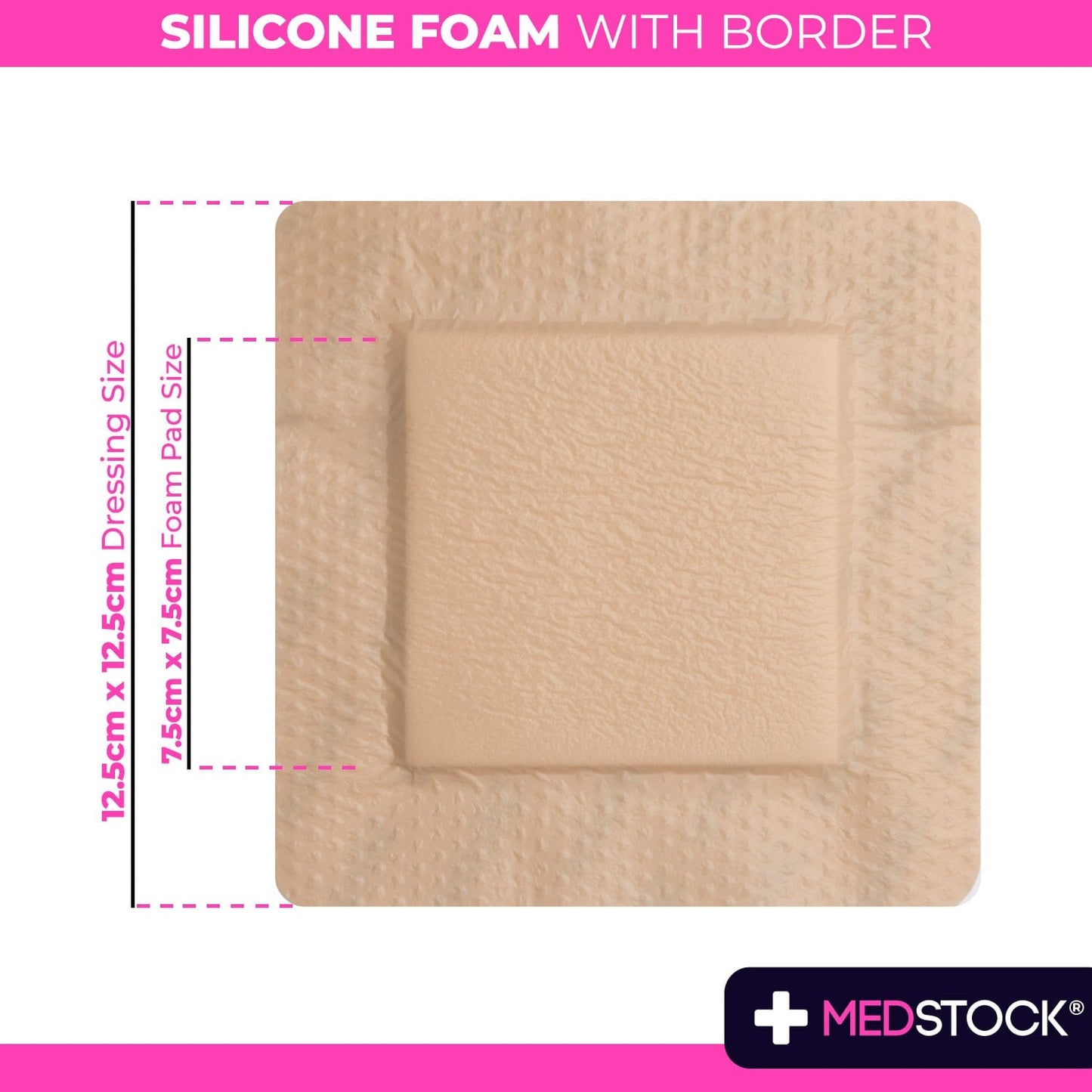 Silicone Foam Dressing with Border 12.5cm x 12.5cm