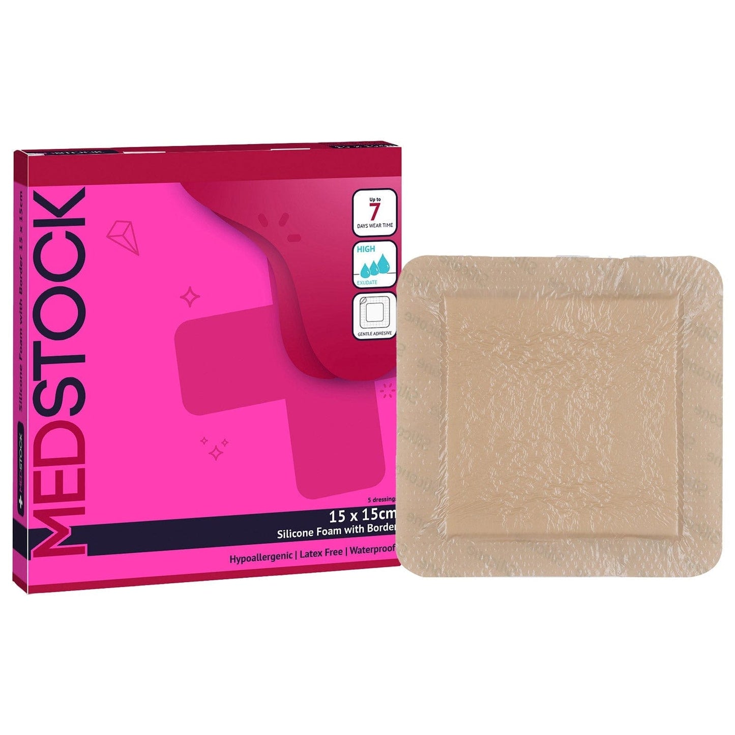 Silicone Foam Dressing with Border 15cm x 15cm