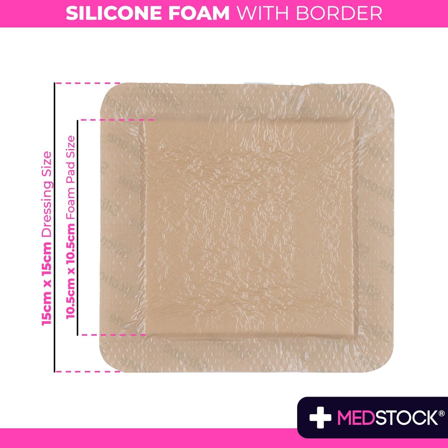 Silicone Foam Dressing with Border 15cm x 15cm