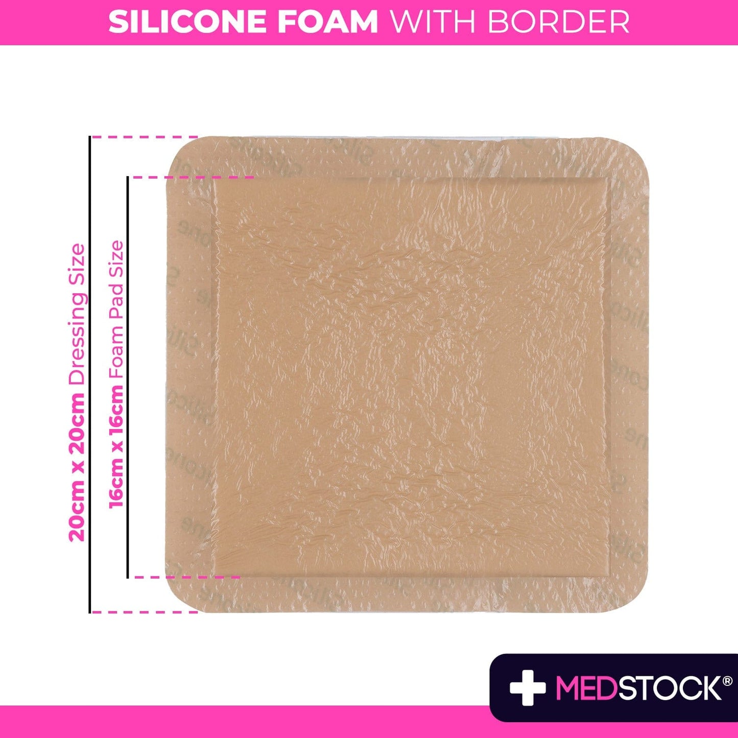 Silicone Foam Dressing with Border 20cm x 20cm