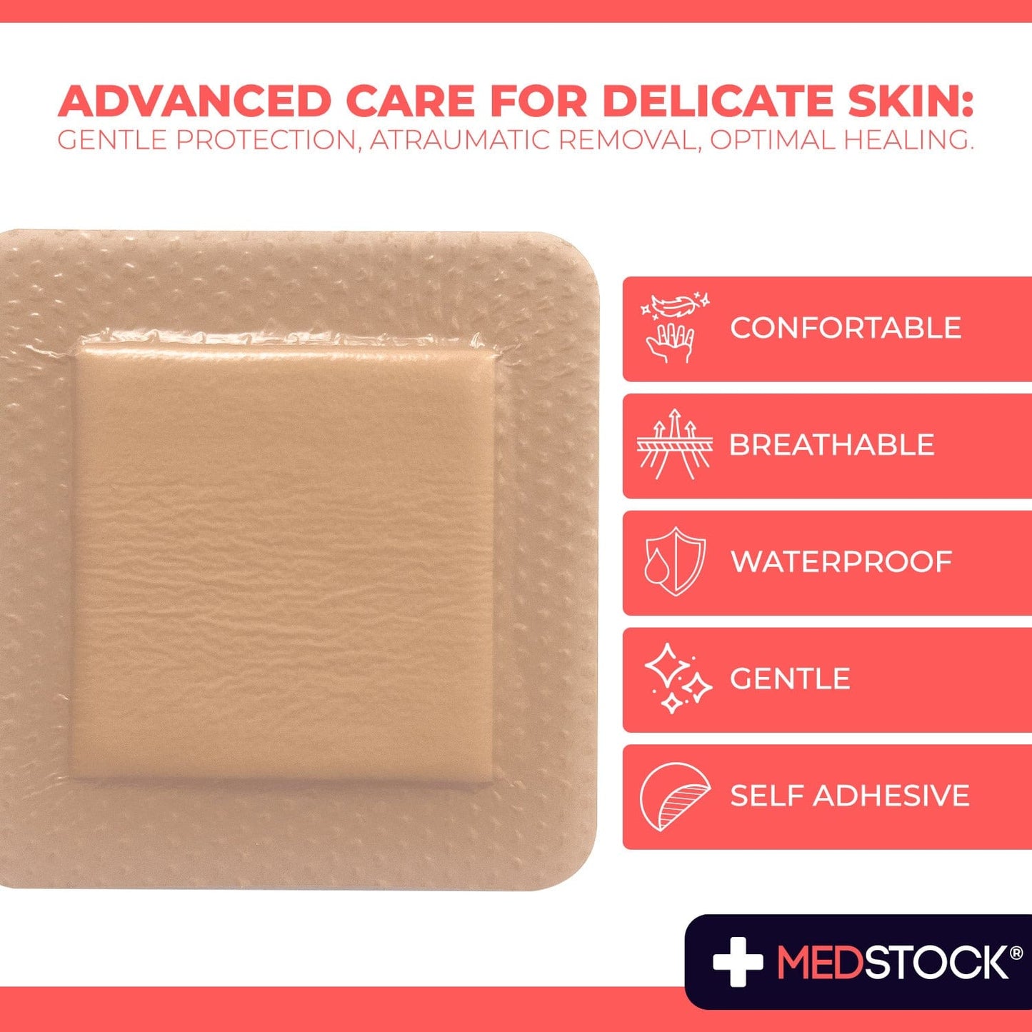Multipack Silicone Foam Lite Dressing with Border 10cm x 10cm
