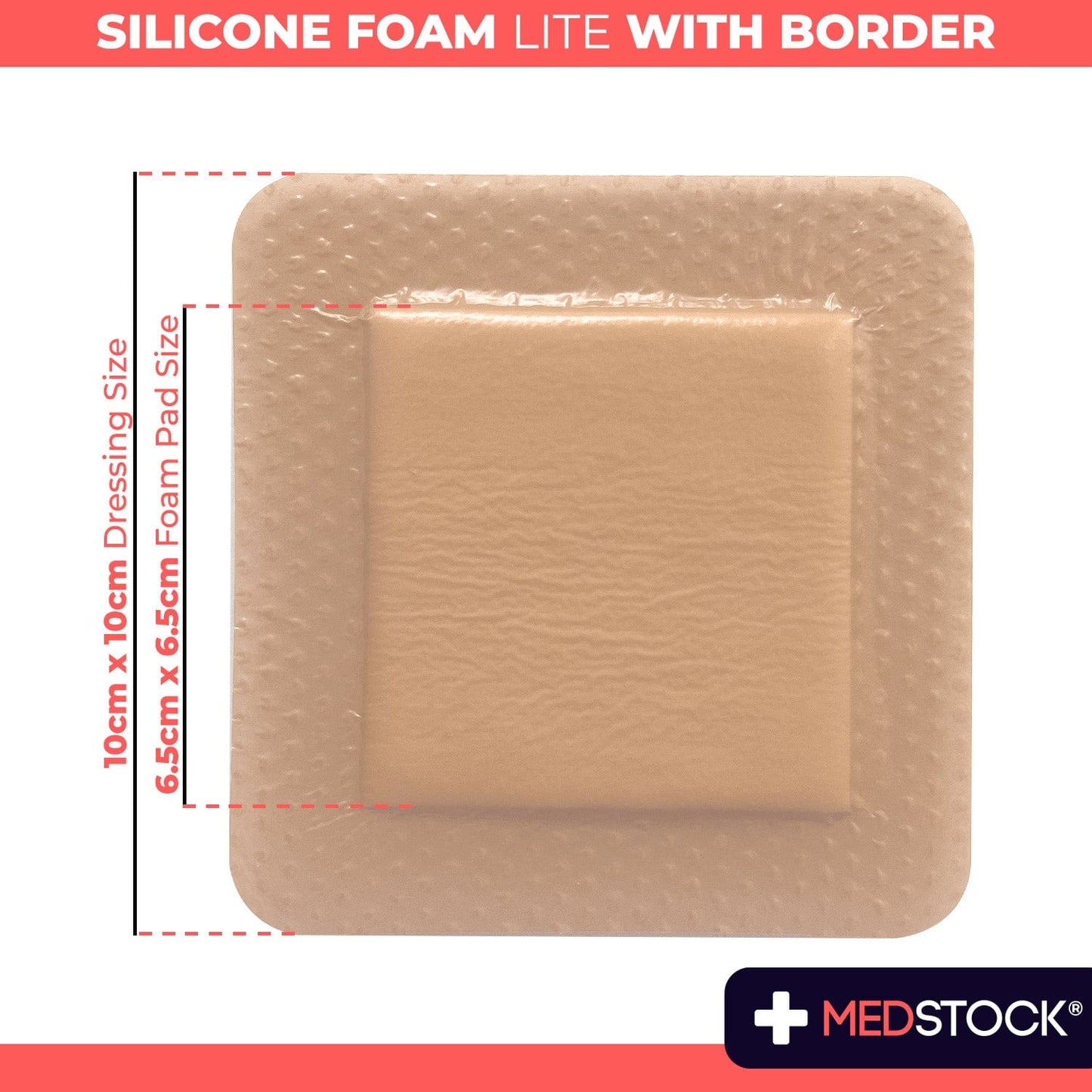 Multipack Silicone Foam Lite Dressing with Border 10cm x 10cm