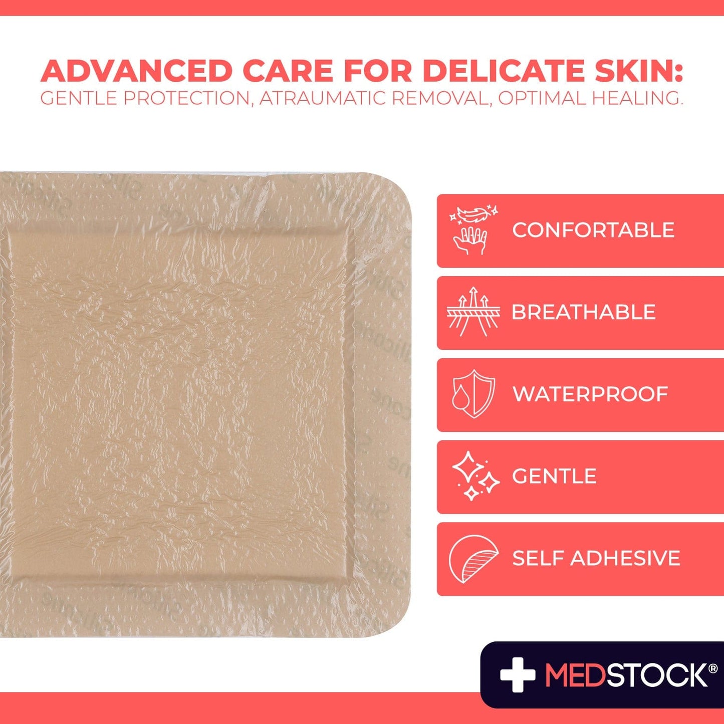 Silicone Foam Lite Dressing with Border 15cm x 15cm