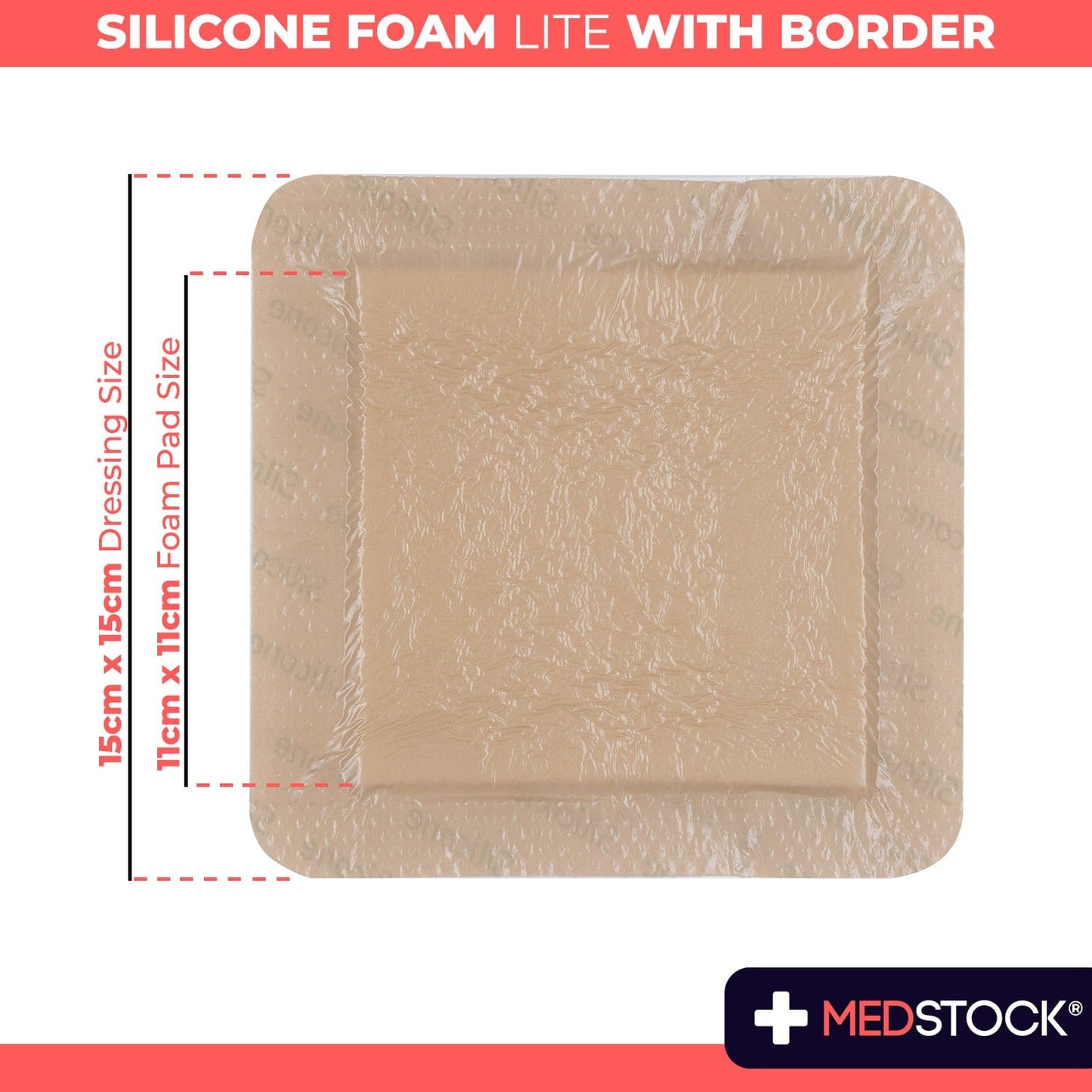 Silicone Foam Lite Dressing with Border 15cm x 15cm