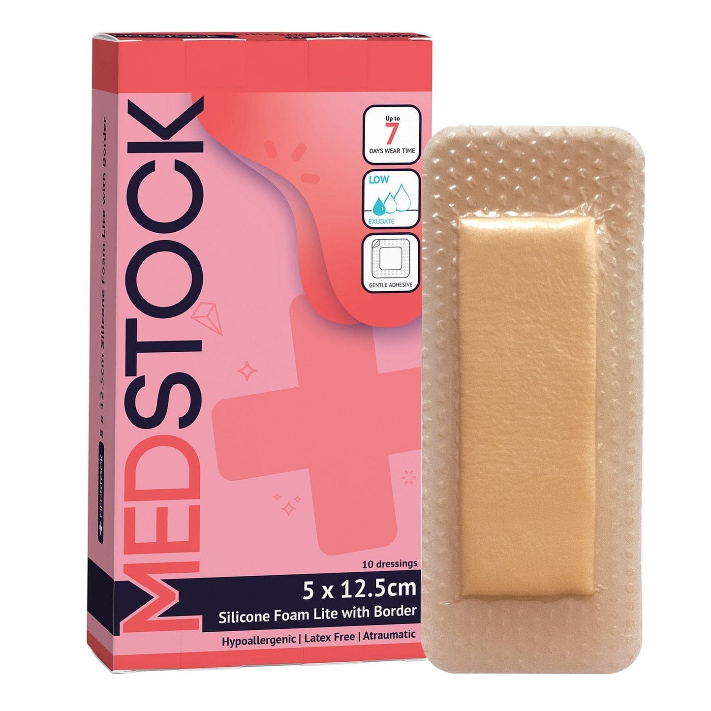 Silicone Foam Lite Dressing with Border 5cm x 12.5cm