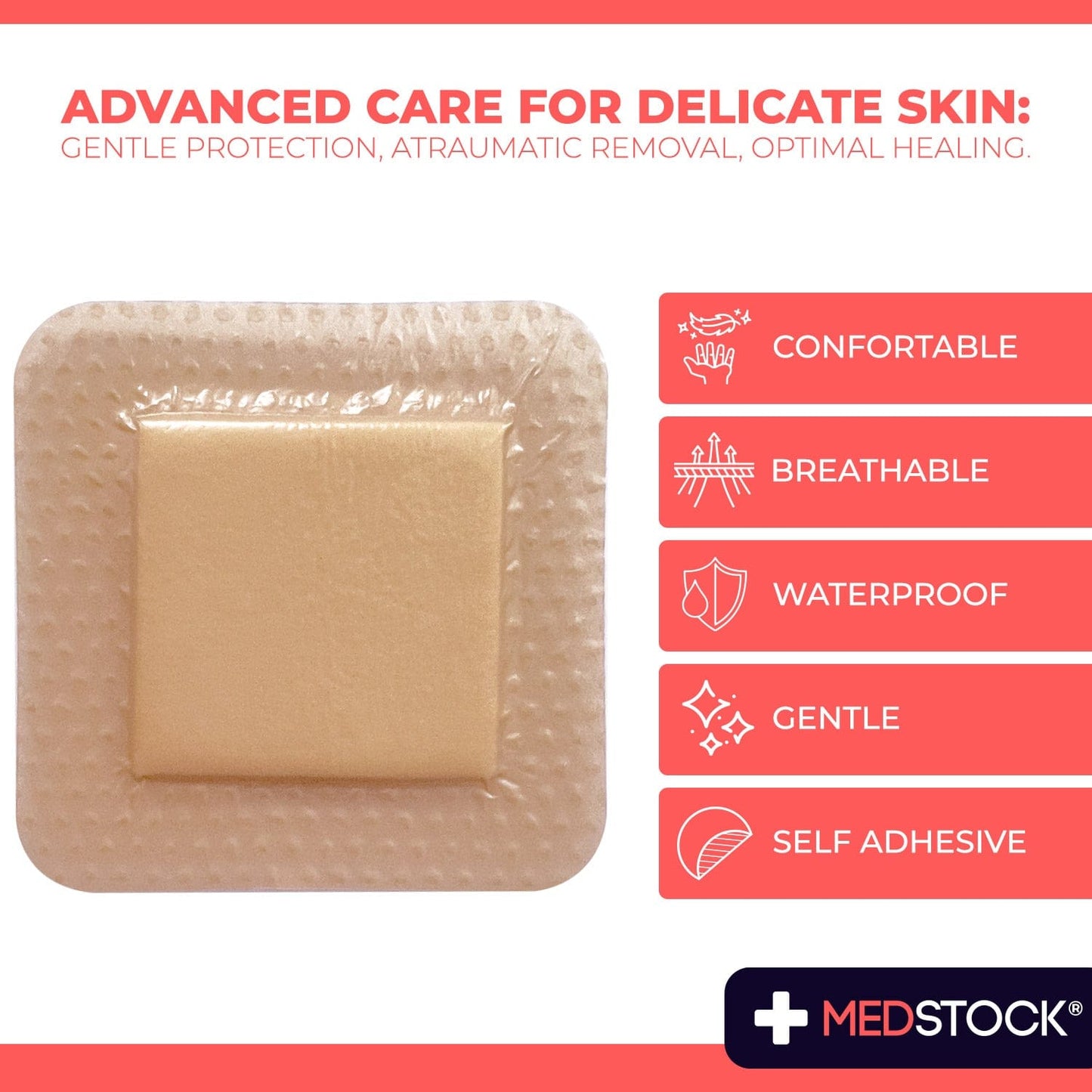 Silicone Foam Lite Dressing with Border 5cm x 5cm