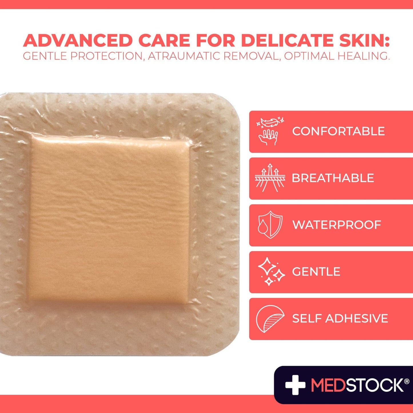 Multipack Silicone Foam Dressing with Border 7.5cm x 7.5cm