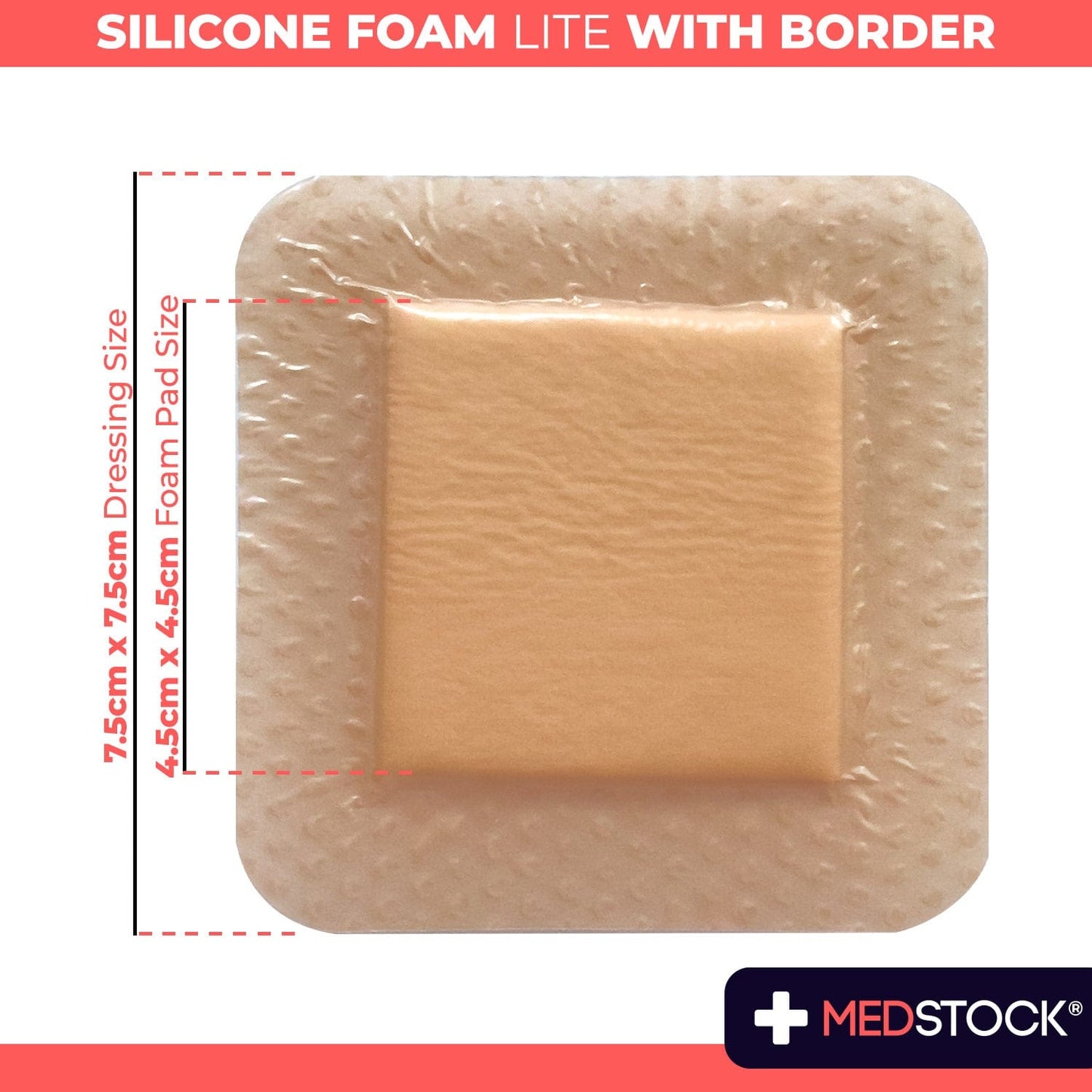 Multipack Silicone Foam Dressing with Border 7.5cm x 7.5cm
