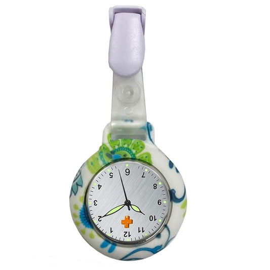 Medshop Fob Watches Silicone Nursing FOB Watch Blue Green Pattern