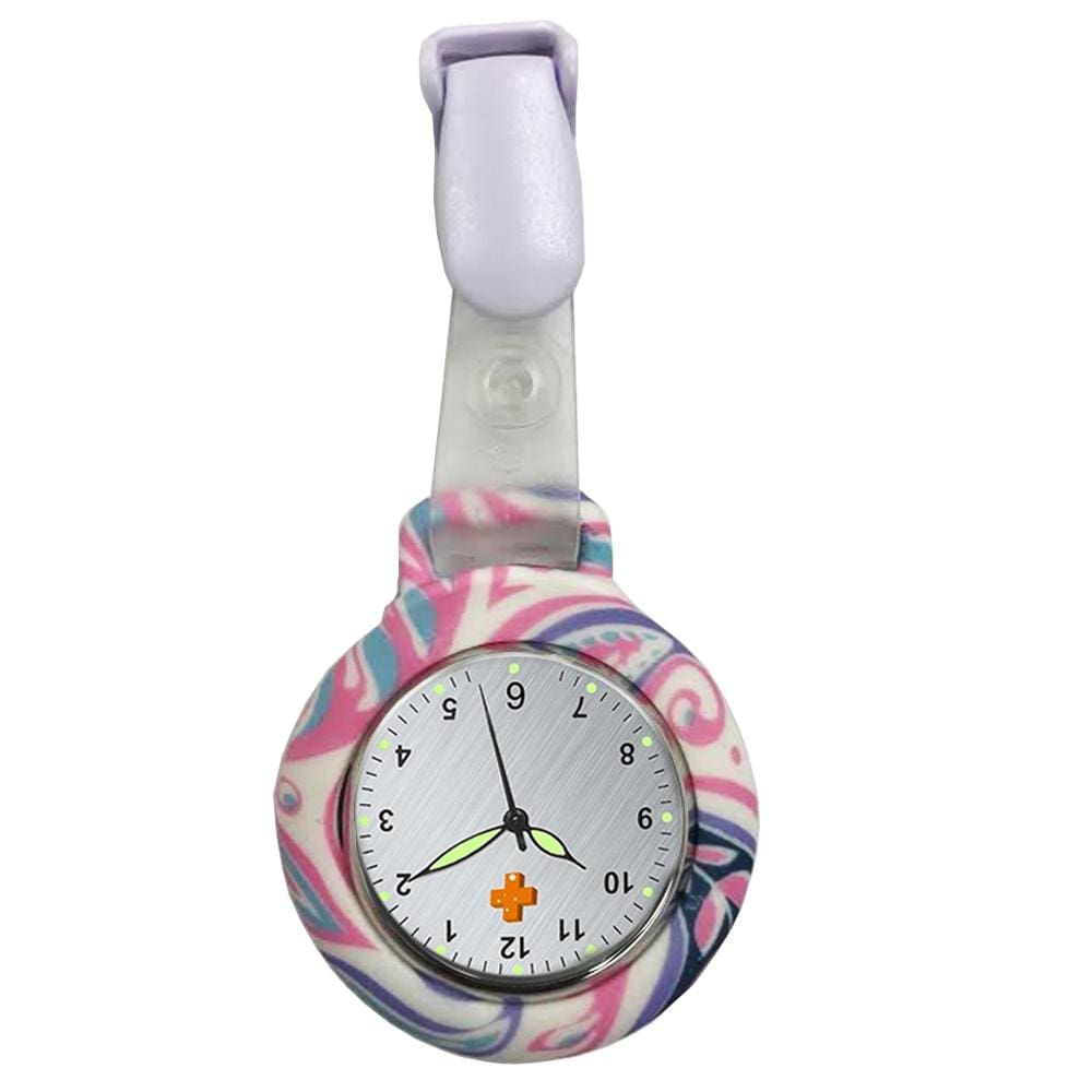 Medshop Fob Watches Silicone Nursing FOB Watch Blue Pink Pattern