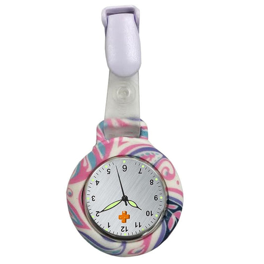 Medshop Fob Watches Silicone Nursing FOB Watch Blue Pink Pattern