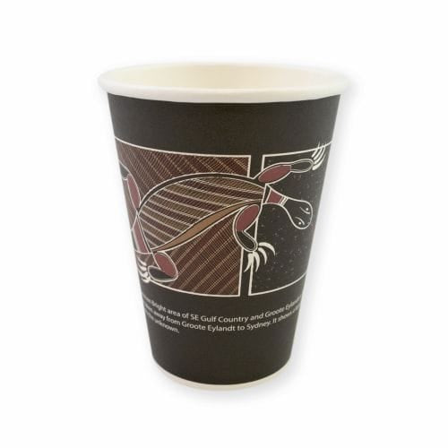 Single Wall Paper Hot Cup 12oz, Indigenous Design by Russell Yilamara Brown