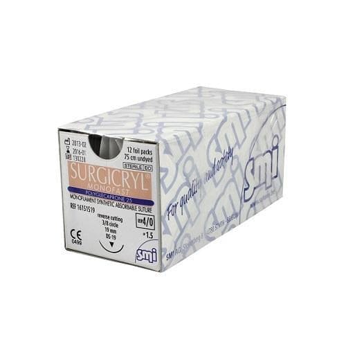 SMI Surgicryl Rapid Polyglycolic Acid Suture 19mm 4/0 75cm
