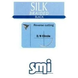 SMI Suture SILK 4/0 Reverse Cutting 3/8 Circle DS19mm 75cm Black