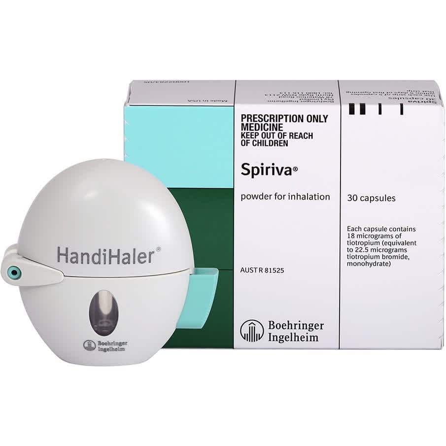 Boehringer Ingelheim Inhalers Spiriva HandiHaler Tiotropium Bromide 18 Mcg Capsules