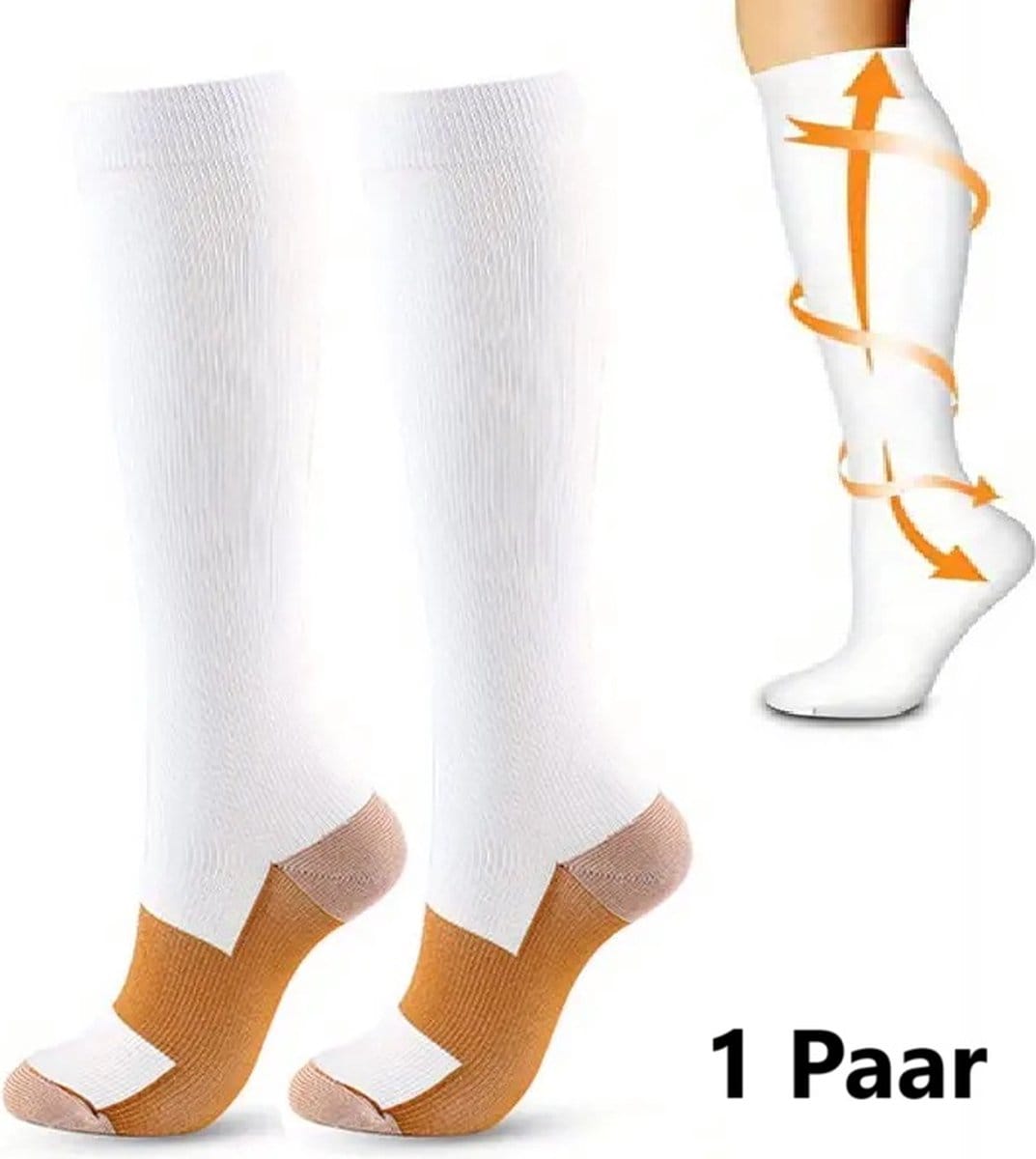 Sports Socks | Running Socks | Running | Fitness Socks | Copper Compression Socks | Support Socks | Airplane Socks | Size L/XL (40-47) | White