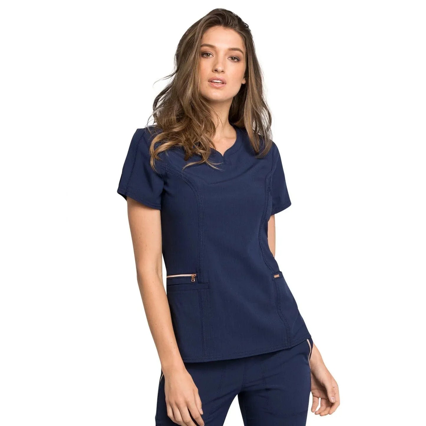 Statement By Cherokee Scrub Tops Navy / XXS Statement by Cherokee Scrubs Ribbed V-Neck Top