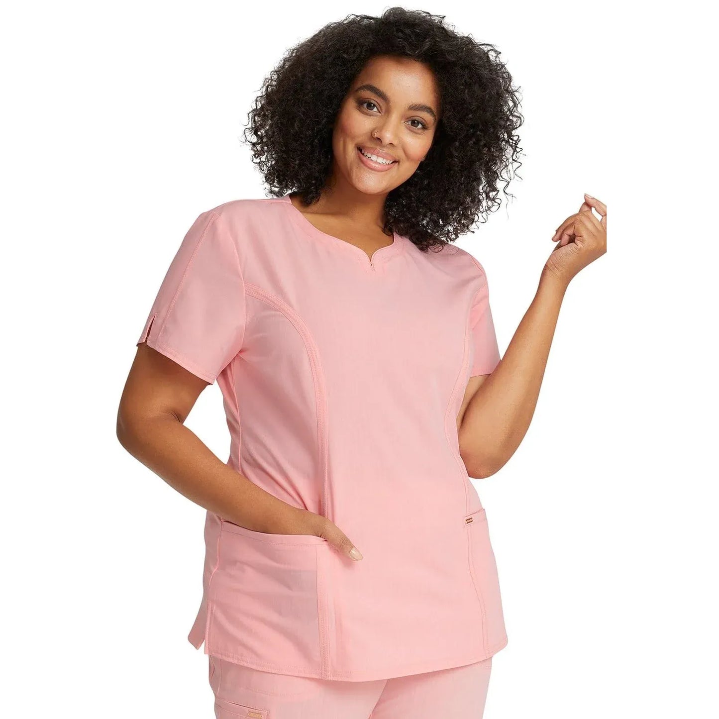 Statement By Cherokee Scrub Tops Rose Petal / XS Statement by Cherokee Scrubs Ribbed V-Neck Top