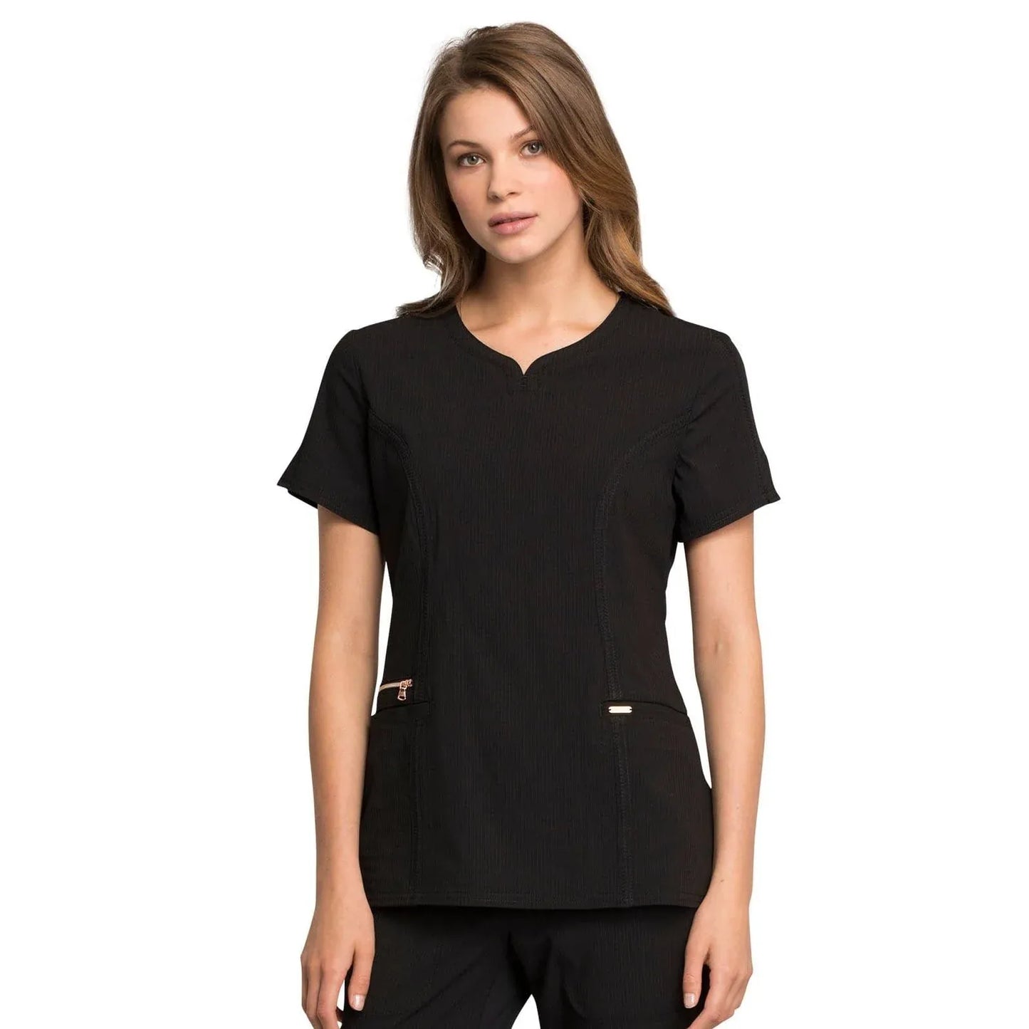 Statement By Cherokee Scrub Tops Black / XXS Statement by Cherokee Scrubs Ribbed V-Neck Top