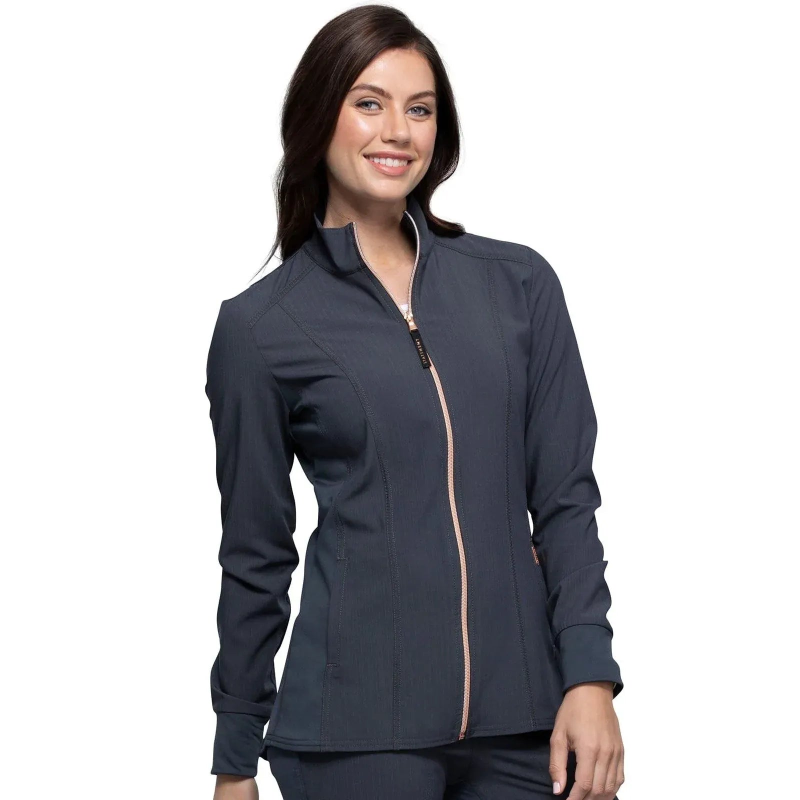 Statement By Cherokee Scrub Jacket Pewter / XXS Statement by Cherokee Scrubs Zip Front Jacket
